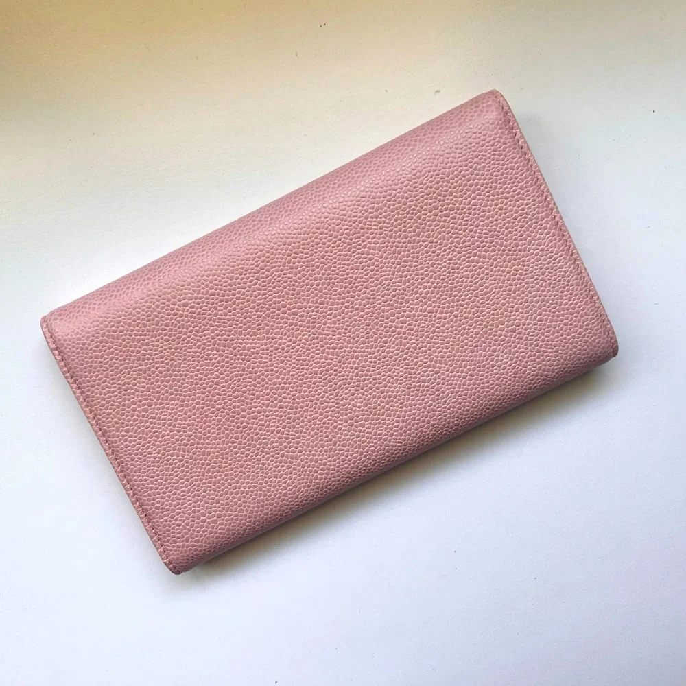 🔥CHANEL Caviar Timeless CC Large Gusset Flap Wallet in Rose Pale